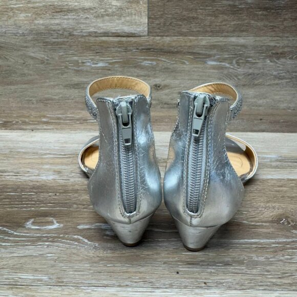 Badgley Mischka Silver Open Toe Rhinestone Ankle Strap Sandals Women's Size 7 - Picture 3 of 6